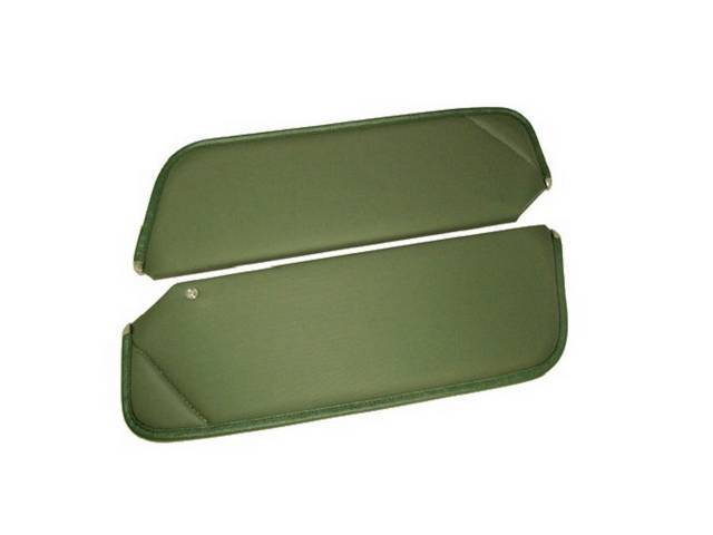 Dark Green Premium Sunvisor Set, Non-Perforated Grain, Concours Quality reproduction by Legendary Auto Interiors