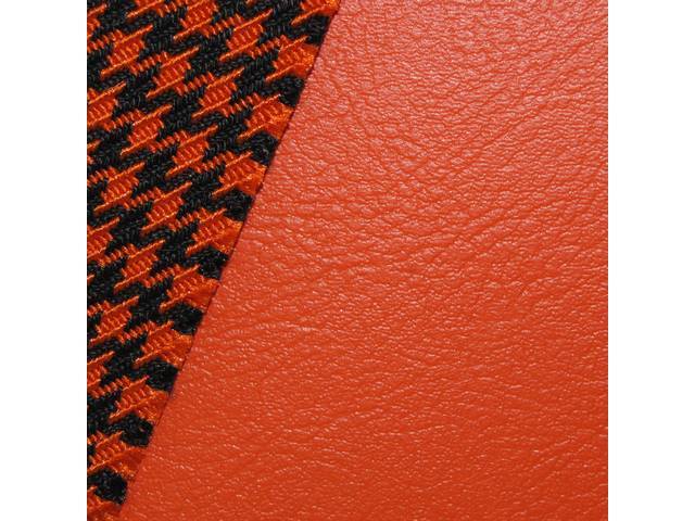 Premium Quality Deluxe Orange Houndstooth Fixed Rear Bench Seat Upholstery Set, Reproduction for (1969)