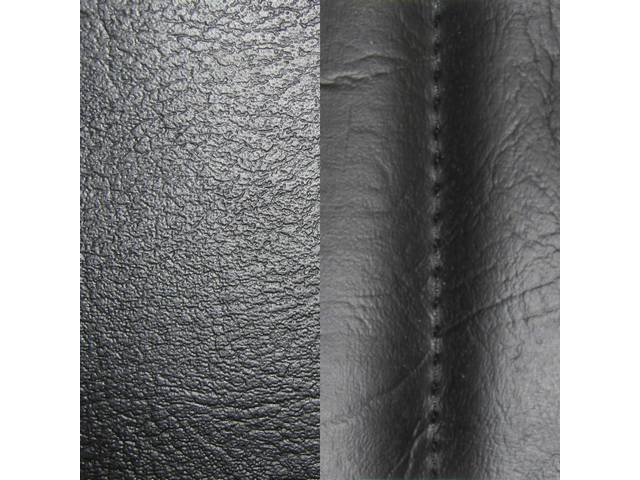 UPHOLSTERY SET, Premium, Front Buckets, Std, Black, Madrid Grain Vinyl W/ Elk Grain Vinyl Inserts