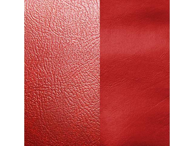 UPHOLSTERY SET, Premium, Front Buckets, Std, Bright Red, Madrid Grain Vinyl W/ Oxen Grain Vinyl Inserts