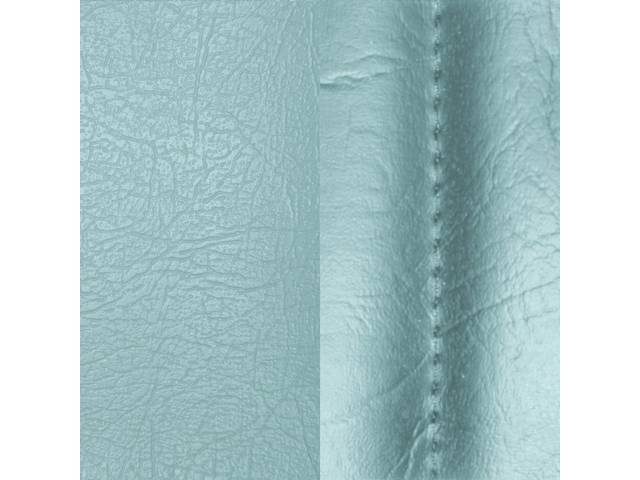 UPHOLSTERY SET, Premium, Front Buckets, Std, Light Blue, Sierra Grain Vinyl W/ Oxen Grain Vinyl Inserts, Zipper Back