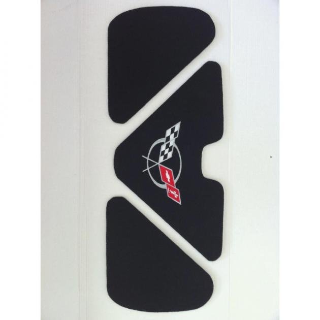 Corvette Trunk Lid Inner Liner, C5 Logo, Black, 3 Piece, 1998-2004