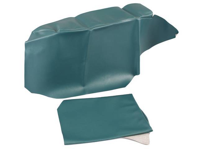 ARM REST COVER SET, PREMIUM, Inside Quarter, Std W/ Fold-Down Hardtop or Dlx, Dark Metallic Turquoise, Madrid Grain Vinyl