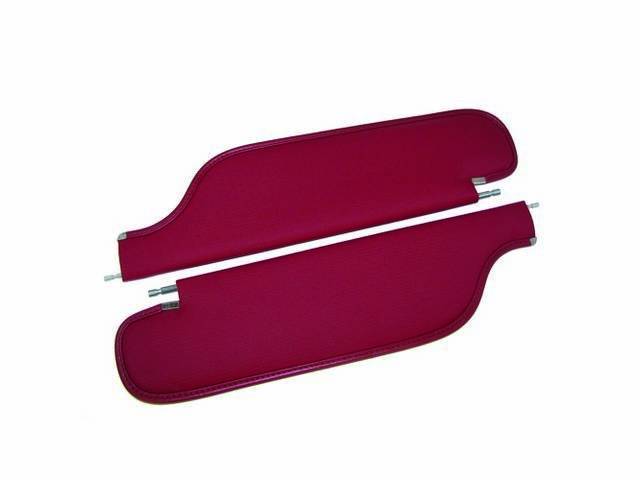 Red Premium Sunvisor Set, Ribbed Bedford Grain, Concours Quality reproduction by Legendary Auto Interiors