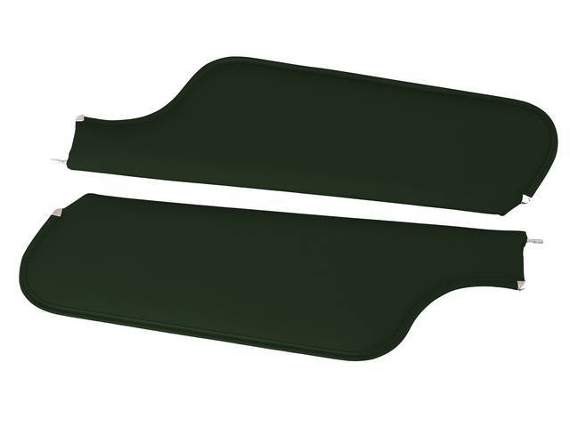 Dark Green Premium Sunvisor Set, Ribbed Bedford Grain, Concours Quality repro by Legendary Auto Interiors