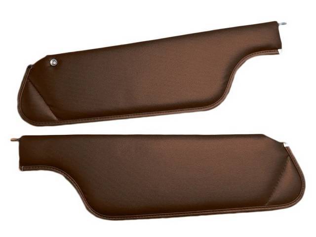 Saddle / Brown Premium Sunvisor Set, Ribbed Bedford Grain, Concours Quality repro by Legendary Auto Interiors