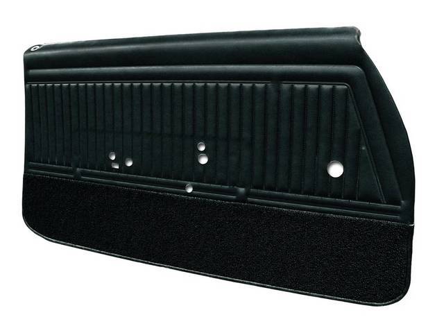 Premium Front Door Panel Set, Pre-Assembled, Oldsmobile-style, Black madrid grain vinyl with lower carpet