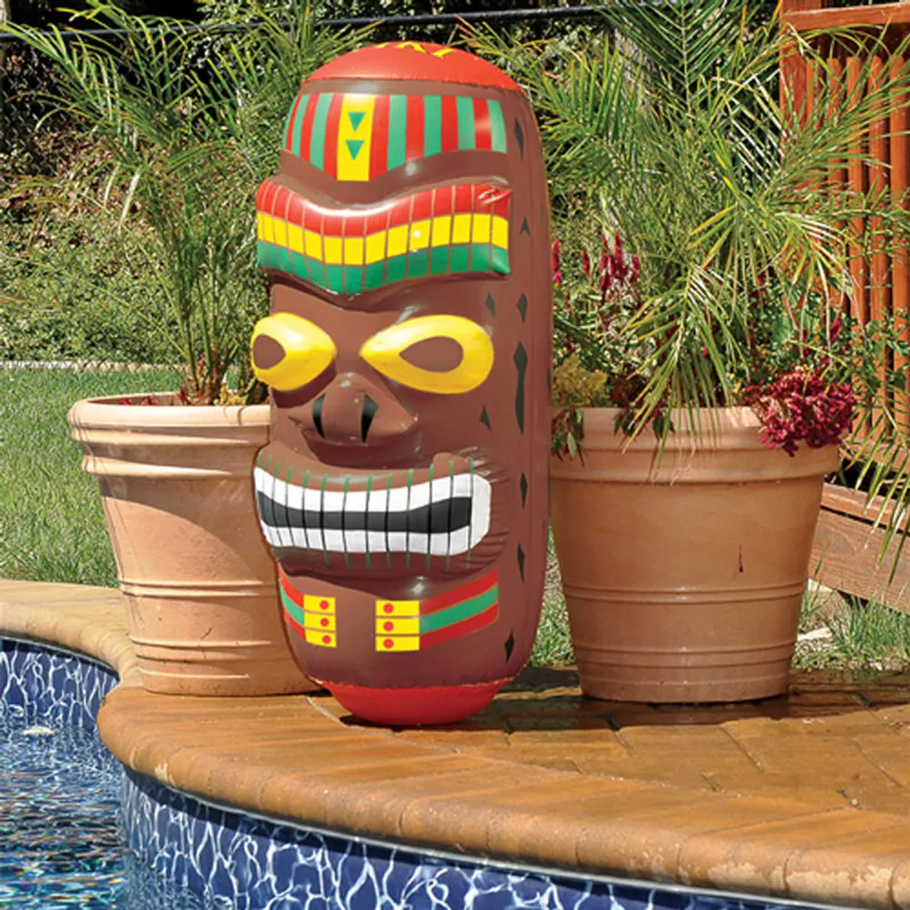 39″ Inflatable Brown and Yellow Water Sports Tropical Tiki God Totem Bop Bag