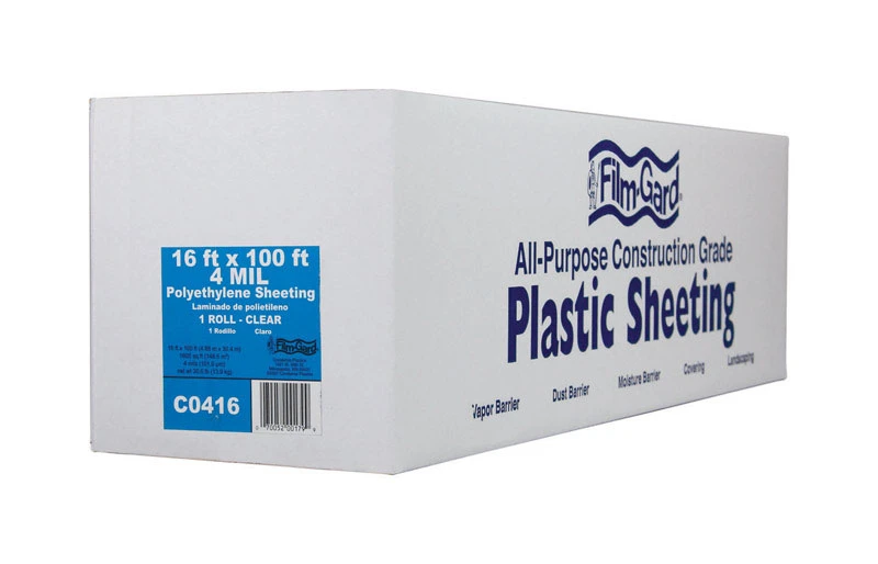 Clear Polyethylene Film Sheeting, 4-Mil Thickness, 16 Inches by 100 Feet Roll