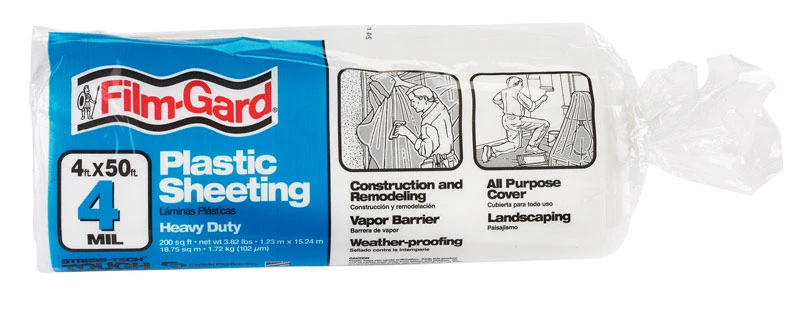 Clear Polyethylene Sheeting, 4-Mil Thickness, 4 Feet by 50 Feet