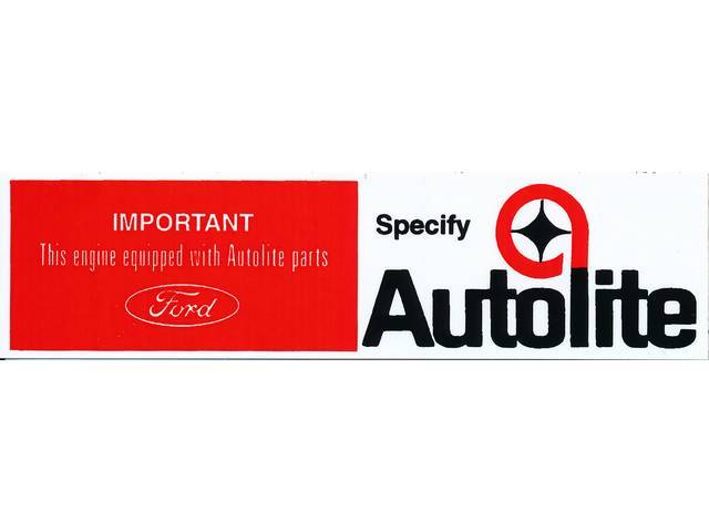 Air Cleaner Service Number Engine Decal, Autolite