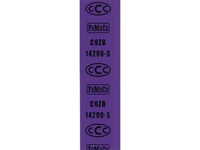 Headlight Feed Wire Harness Engine Compartment Tag Decal, C9ZB-14290-S