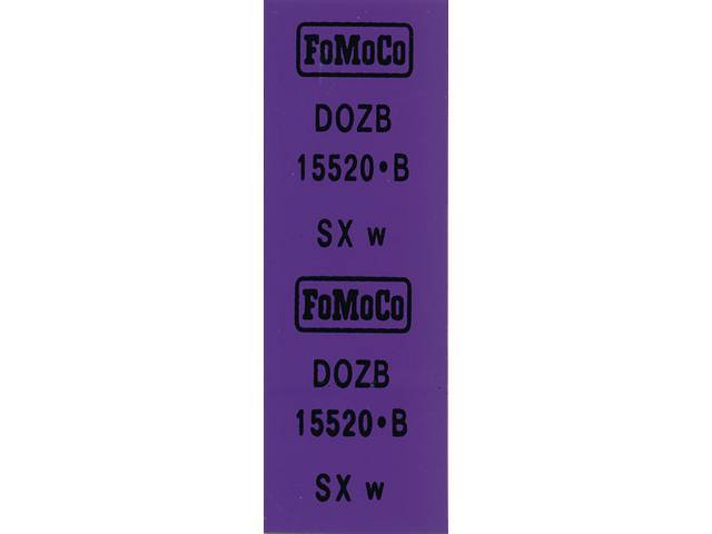Back Up Light Switch Feed Wire Harness Tag Decal, D0ZB-15520-B