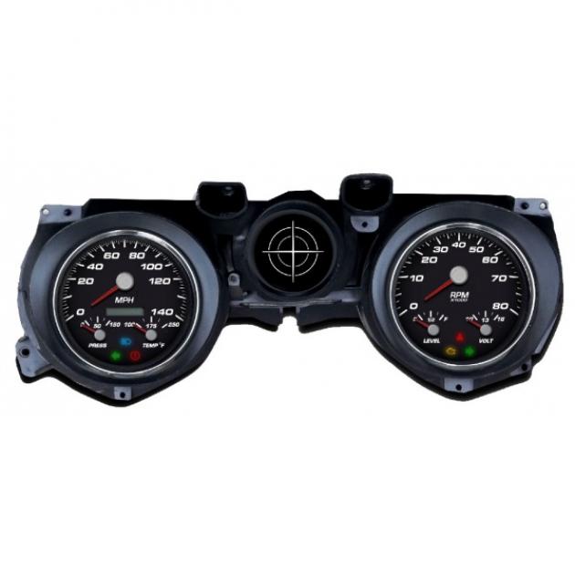 Mustang - New Vintage USA 69 Series Kit - 3 in 1 Style Gauges, Black Dial - 1971 - 1973