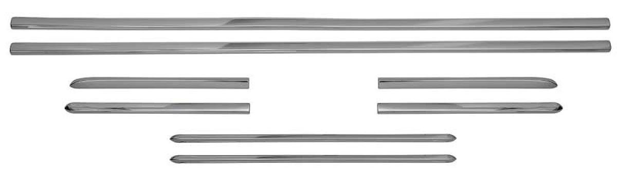 1968-74 Chevy II Nova SS, Lower Side Body Rocker Molding Set, Deluxe Exterior, 8 Piece Set