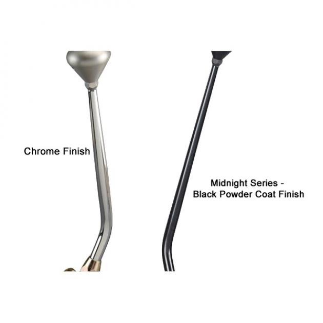 Lokar Shifter for GM 4L60 4-Bolt Tailshaft OR 4L60E 6-Bolt Tailshaft, Single Bend, 23", Chrome or Midnight, Choice of Knobs
