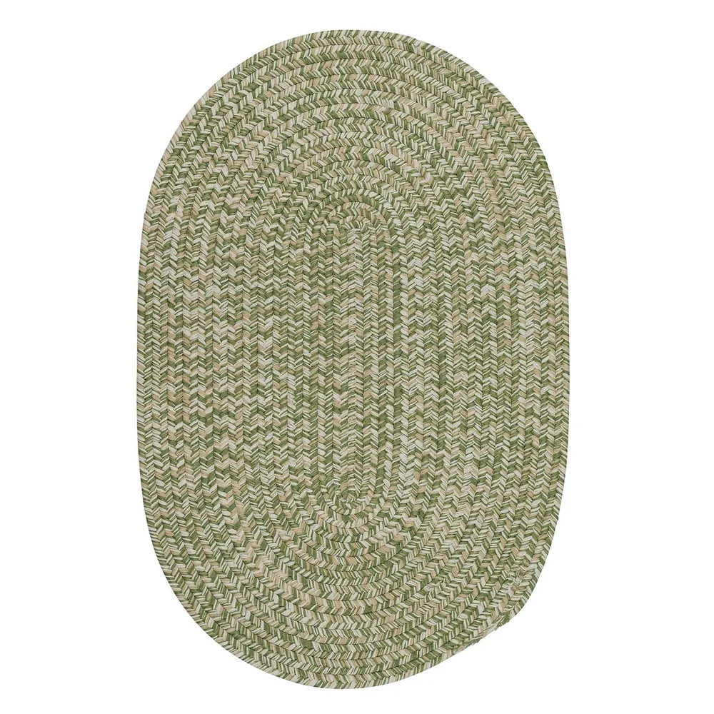 7′ x 10′ Olive Green All Purpose Handmade Reversible Oval Mudroom Area Throw Rug