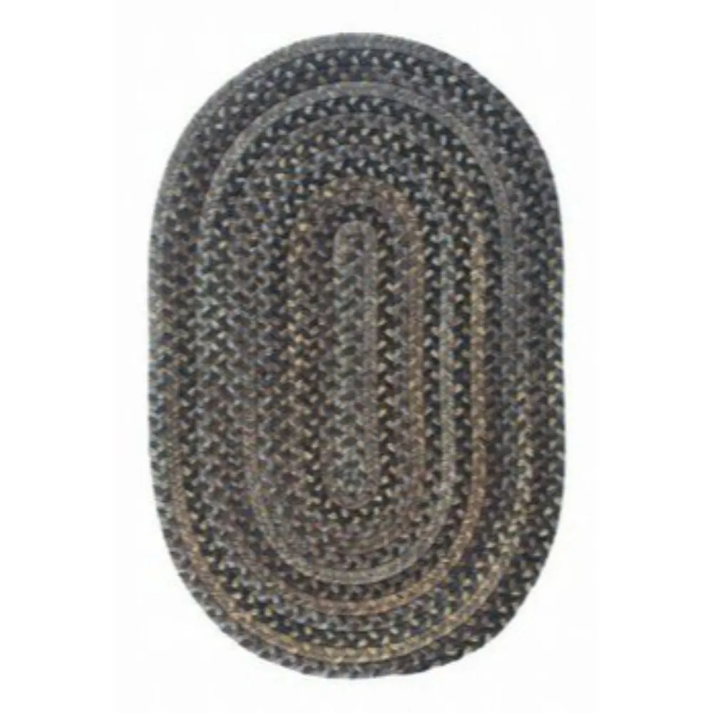 17″ Cashew Brown and Blue Traditional Style Oval Area Throw Rug Sample