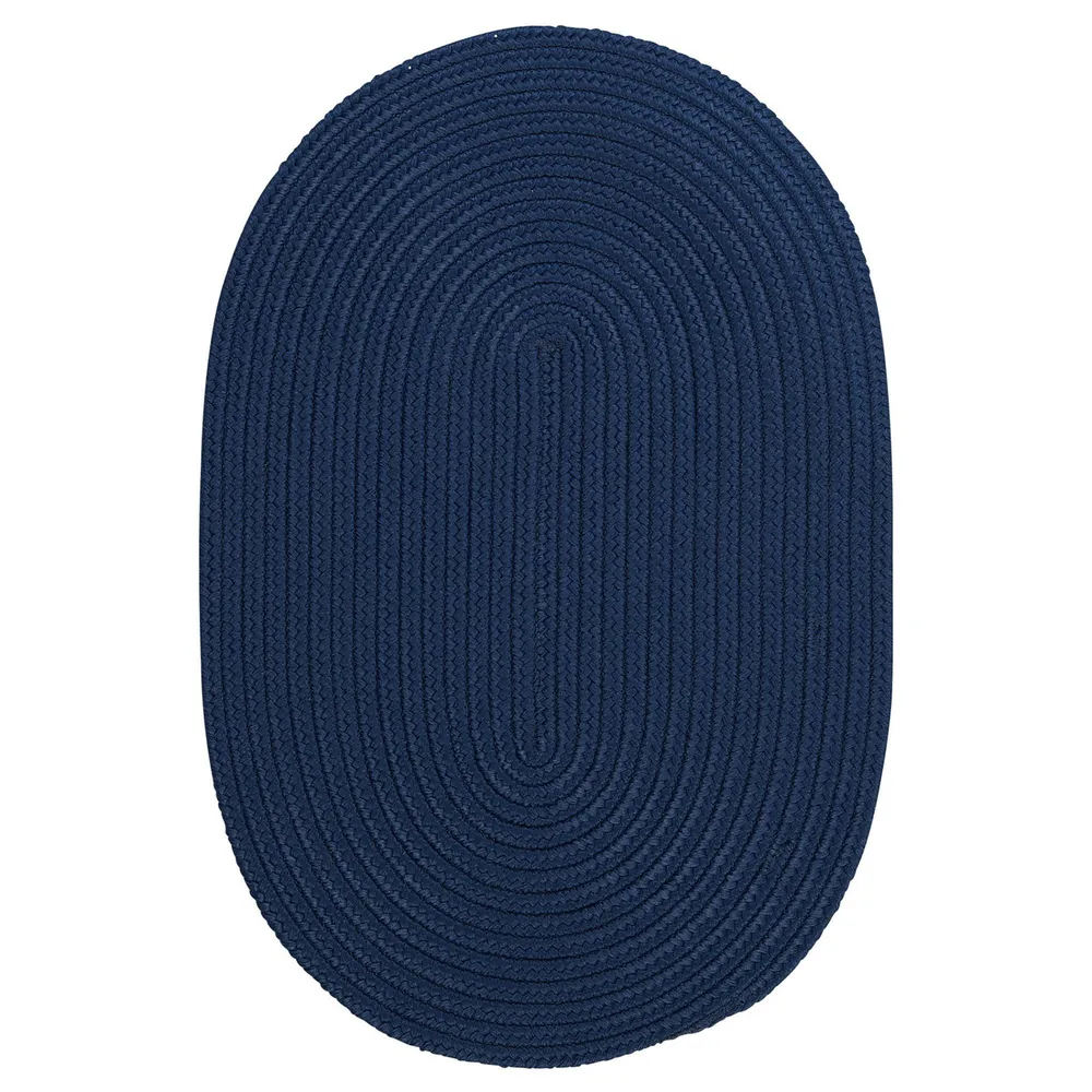 5′ x 8′ Navy Blue Solid All Purpose Handcrafted Reversible Oval Outdoor Area Throw Rug