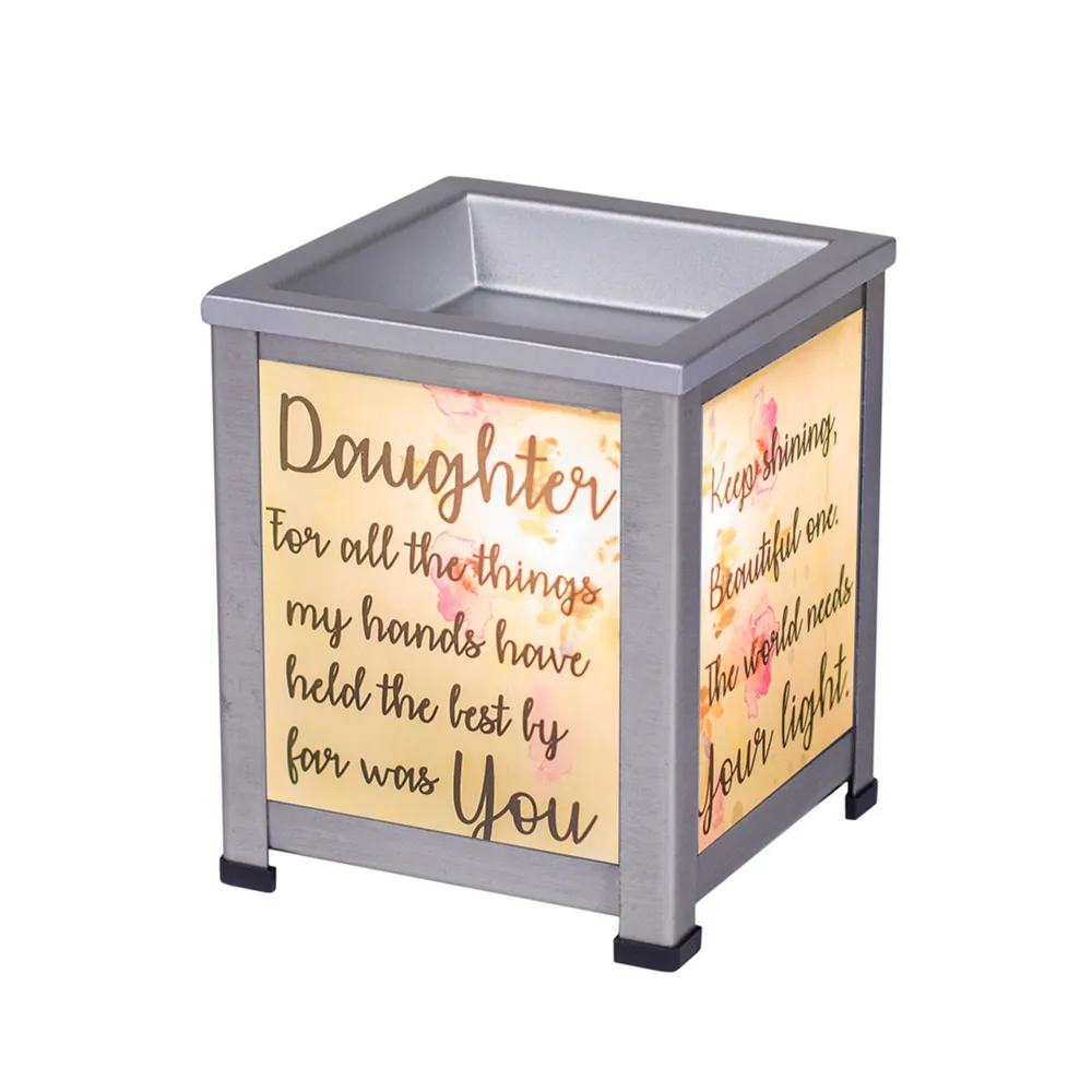 5″ White Daughter Keep Shining Your Light Glass Warmer – A Thoughtful Gift for Her