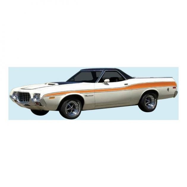 Body Stripe Kit, GT, Ranchero, Without Black Border, 1972-1976