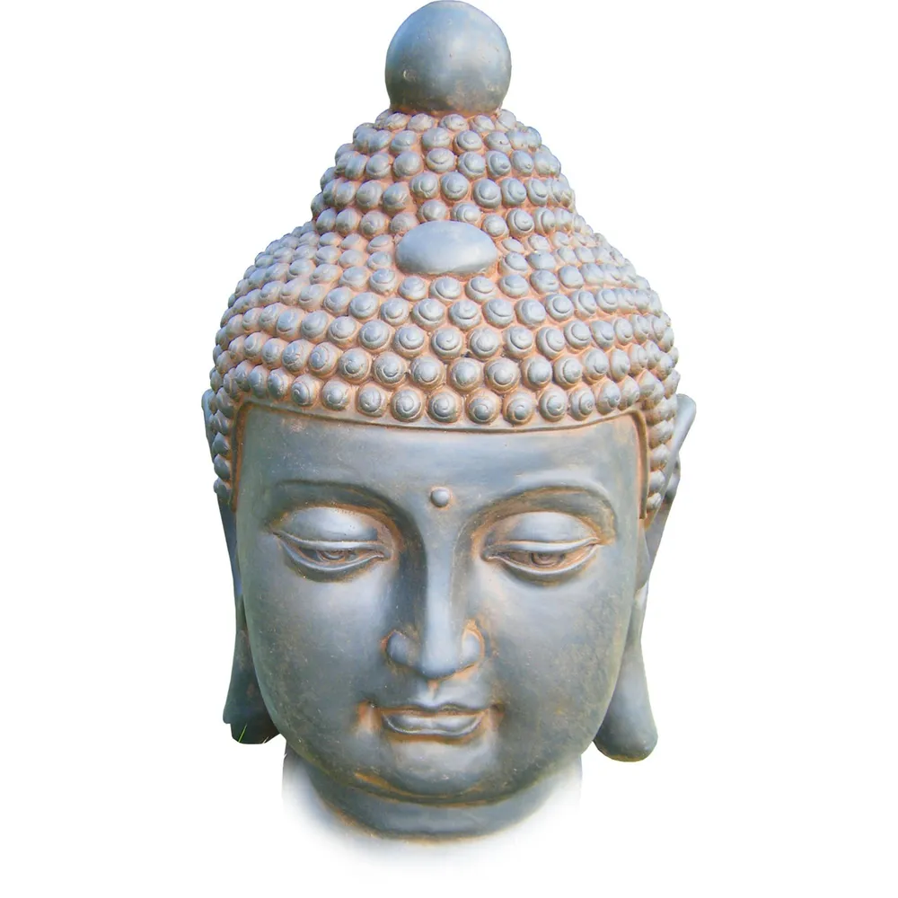 20.25″ Gray and Brown Traditional Outdoor Buddha Head