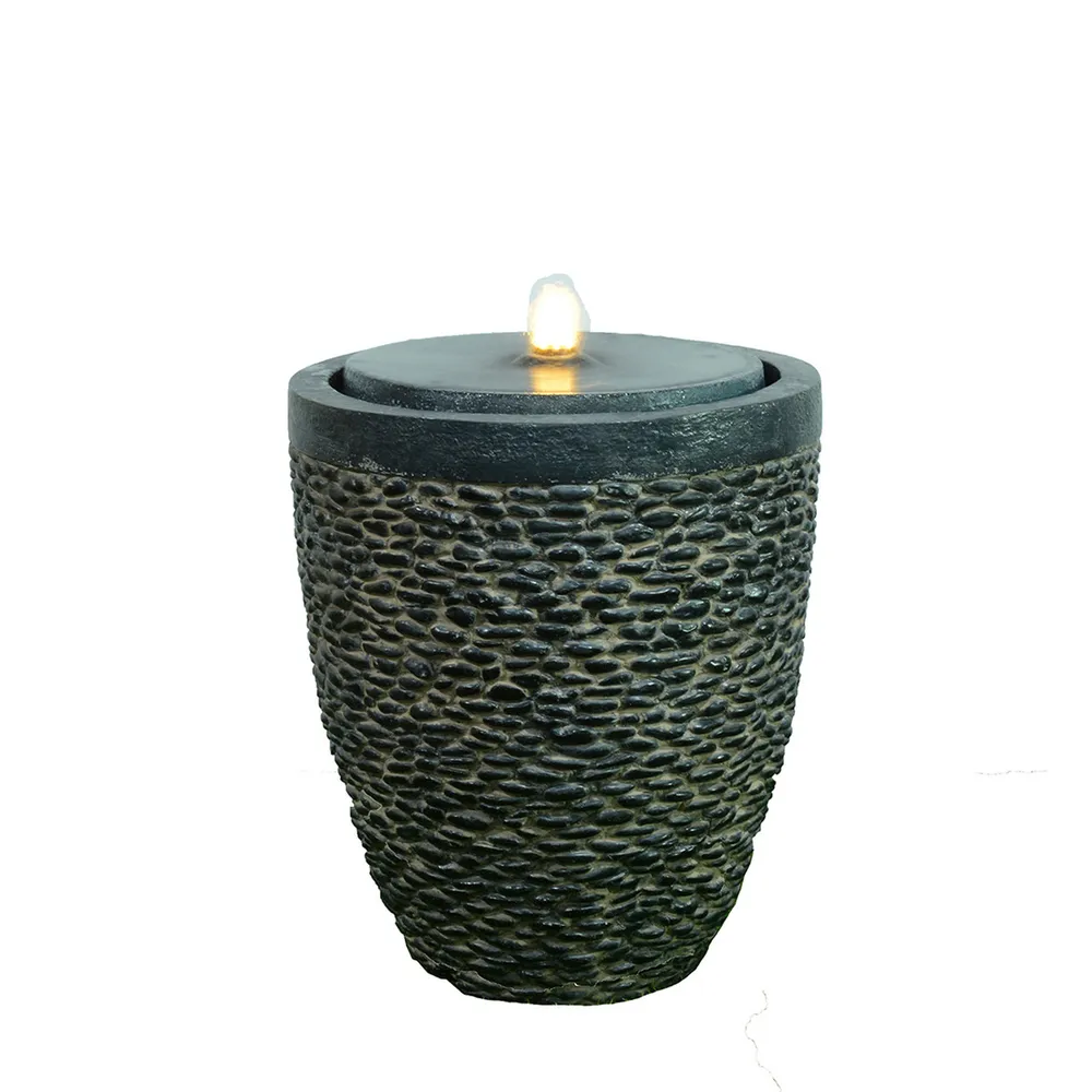 16.5″ Vibrant Unique Large Stone Fountain with LED Flame Effect