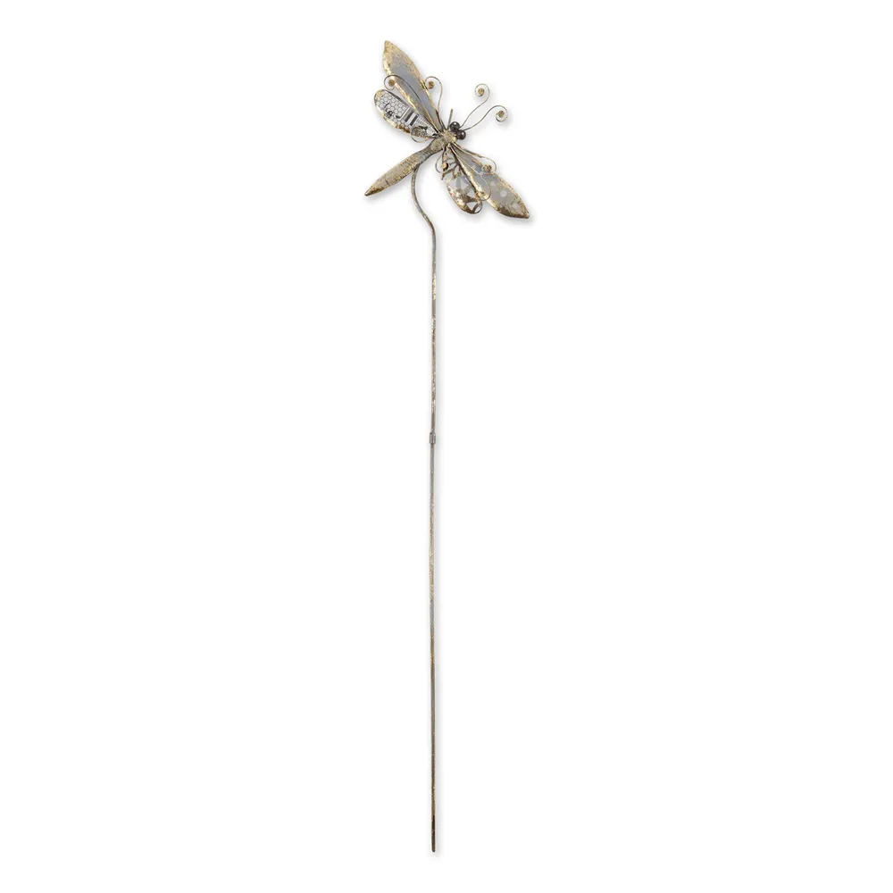 Dragonfly Outdoor Garden Stake – 39.25″ – Silver