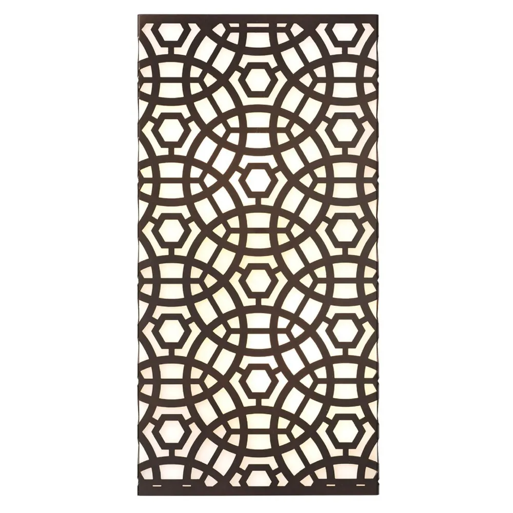 16″ Rubbed Bronze Rectangular Geometric Pattern Geo Wall Sconce – Large