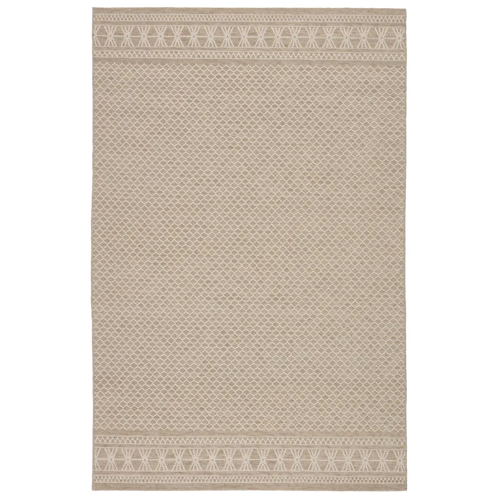 7.5′ x 9.5′ Beige Contemporary Trellis Outdoor Area Throw Rug