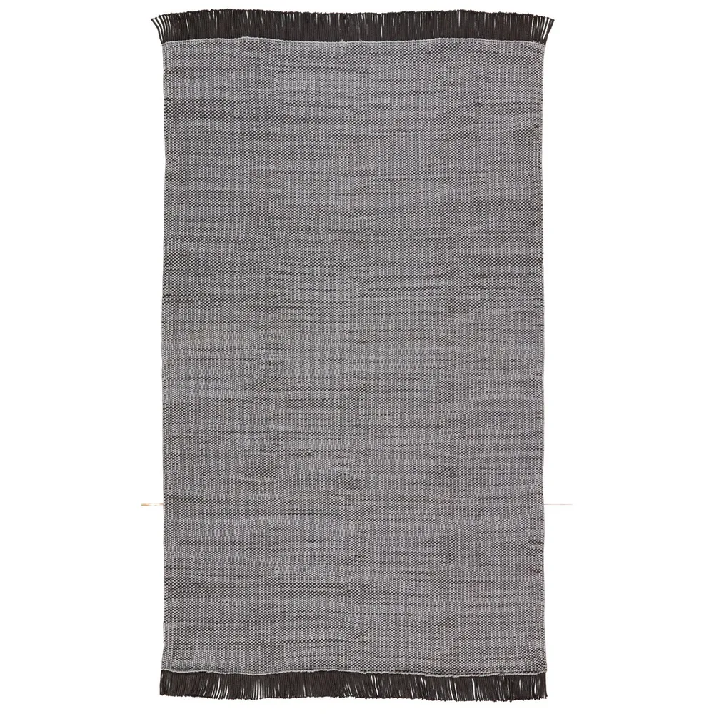 8.10′ x 11.9′ Gray and Black Solid Rectangular Outdoor Area Throw Rug