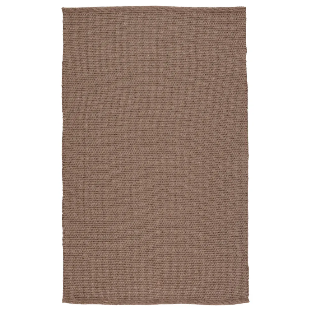 Solid Hand Woven Farmhouse Walnut Brown Rectangular Outdoor Area Throw Rug 4′ x 6′