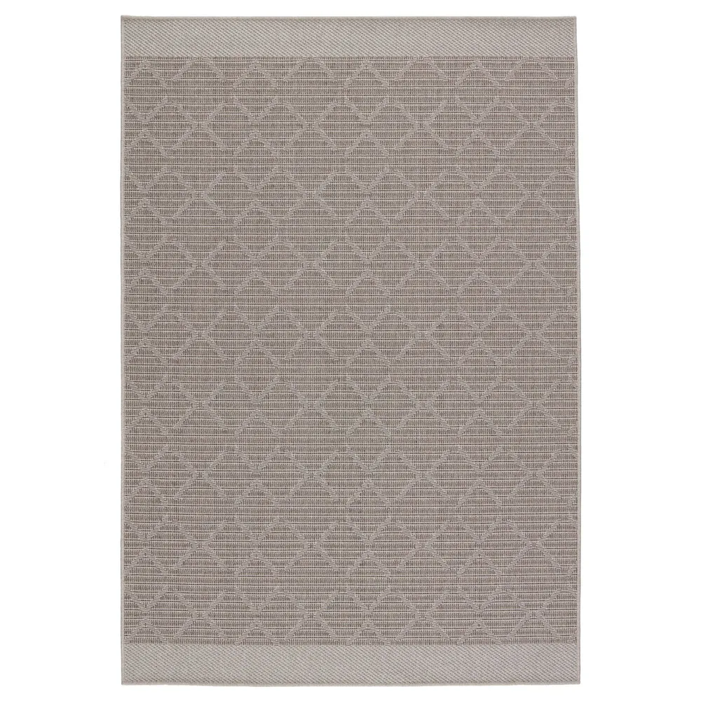 Gray and Taupe Brown Trellis Hand Woven Rectangular Outdoor Area Throw Rug 4′ x 6′