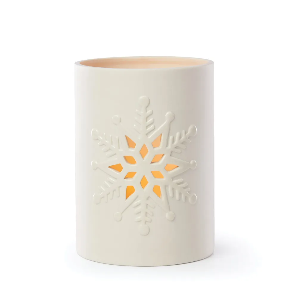6″ White and Yellow Christmas Large Snowflake Votive