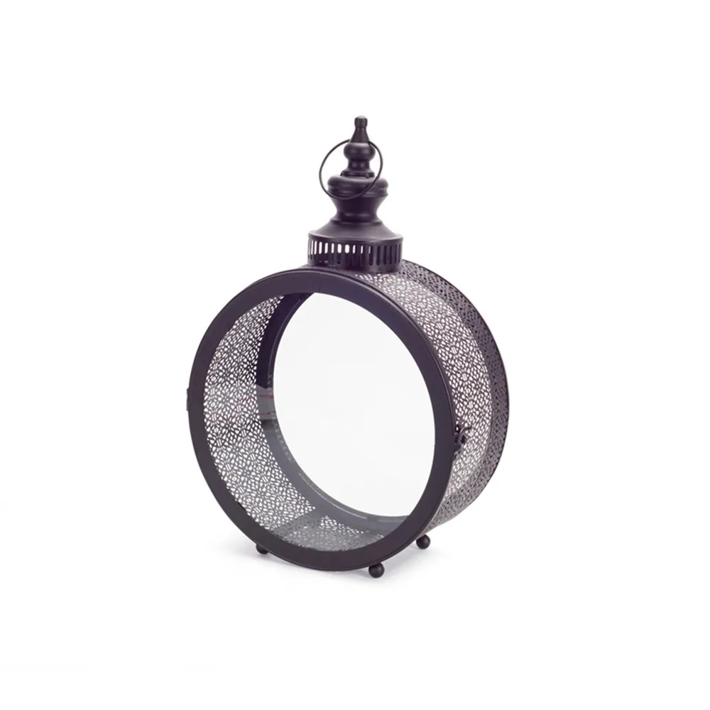 Elegant 17.5″ Black Victorian Style Circular Lantern – Vented Top, Glass Panes