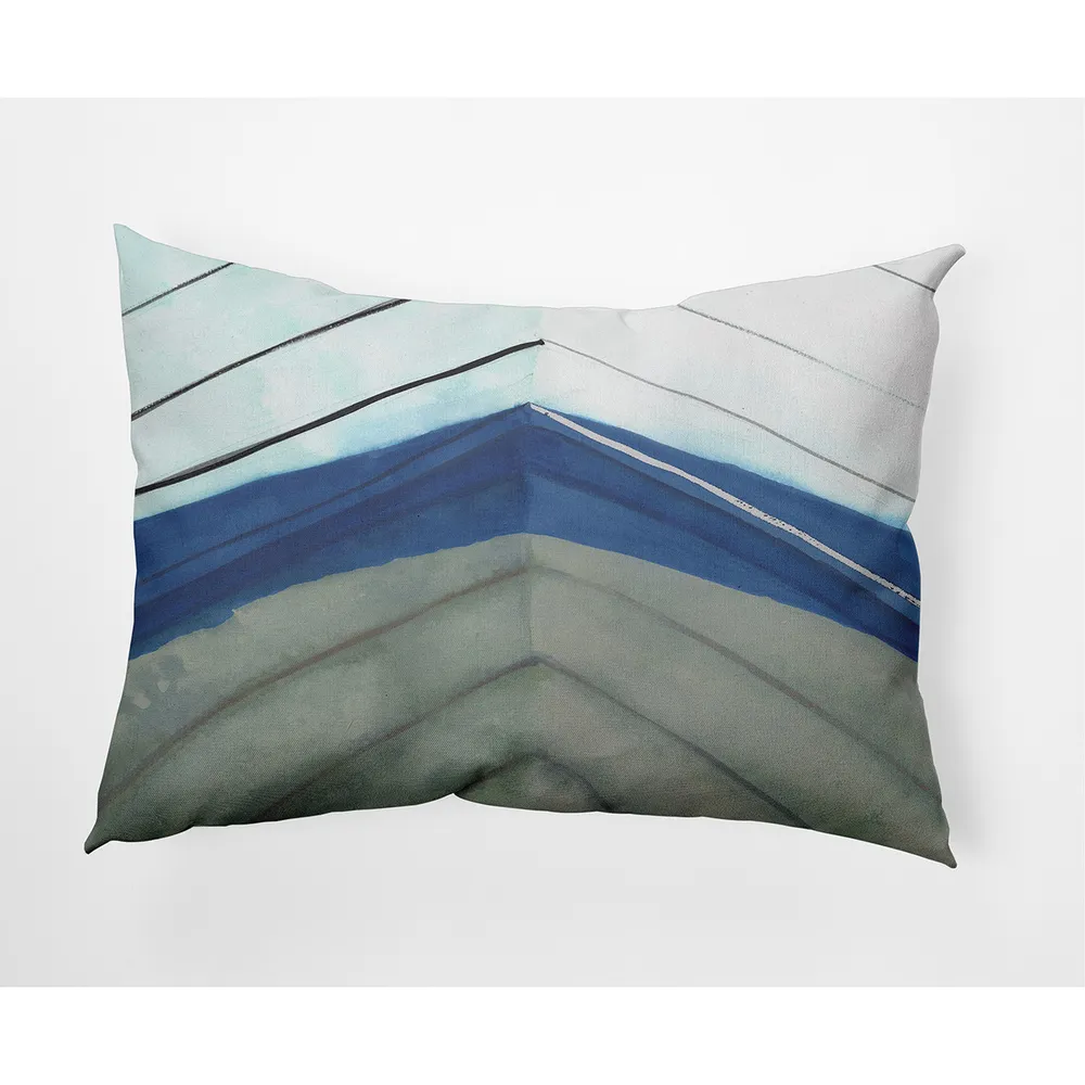 Boat Bow Outdoor Throw Pillow – 20″ – Gray and Blue