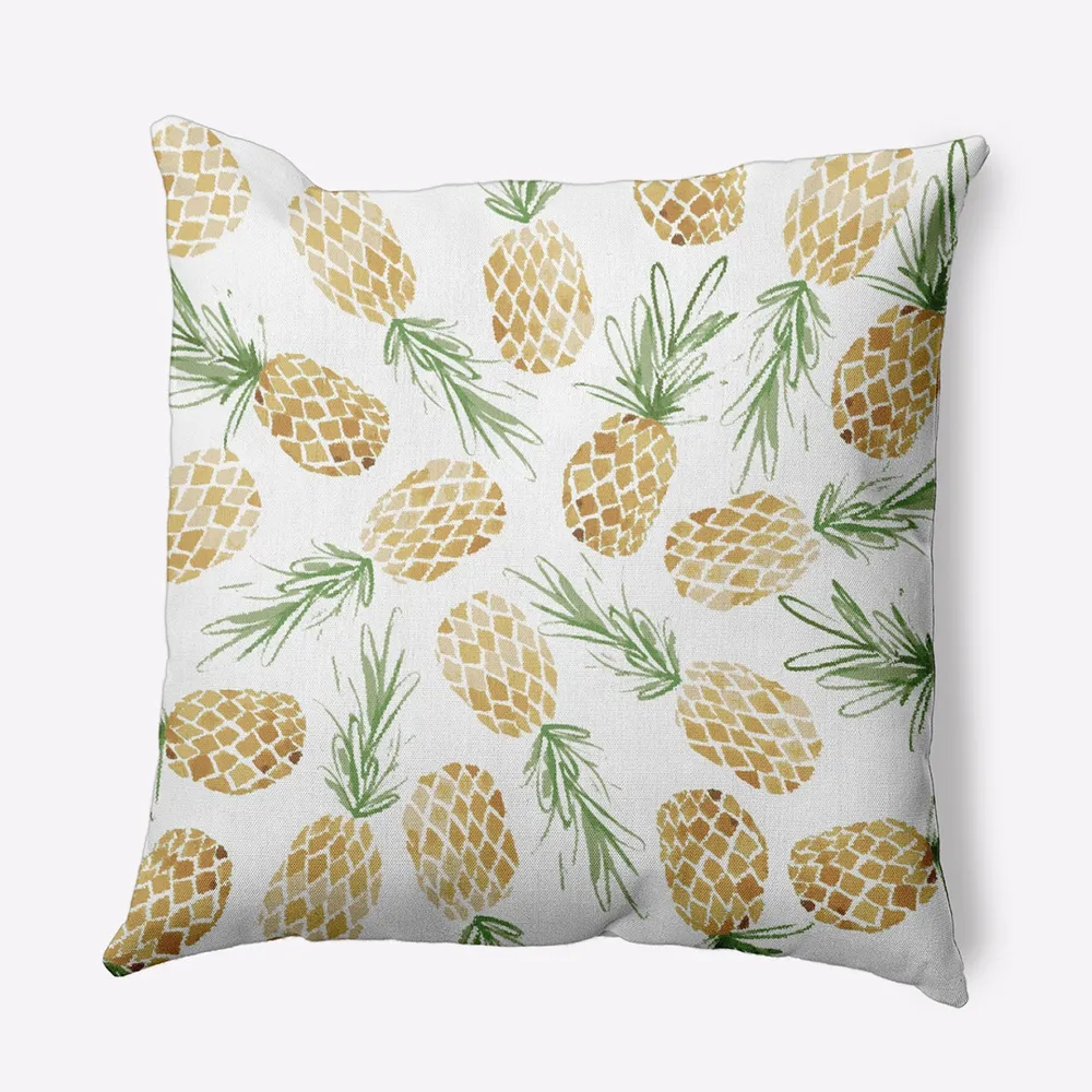 20″ x 20″ Yellow and Green Tossed Pineapples Outdoor Throw Pillow