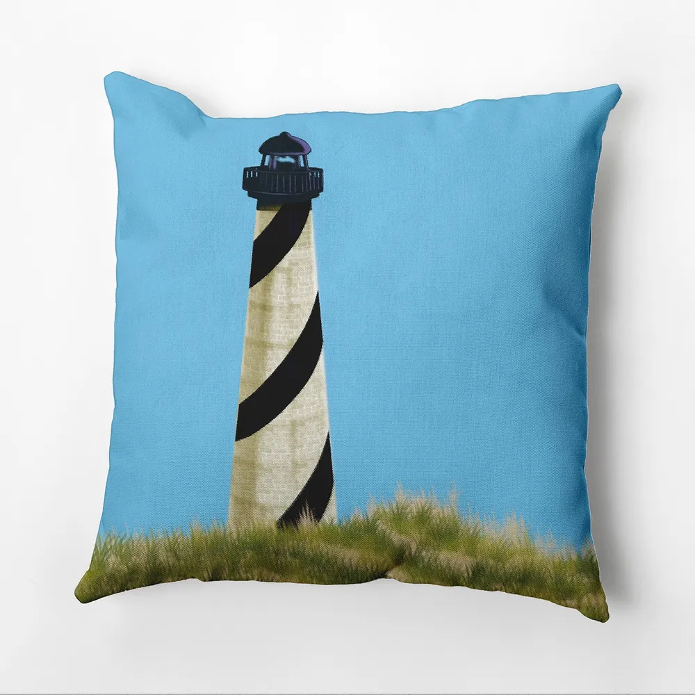 18″ x 18″ Blue and Black Outer Banks Lighthouse Outdoor Throw Pillow