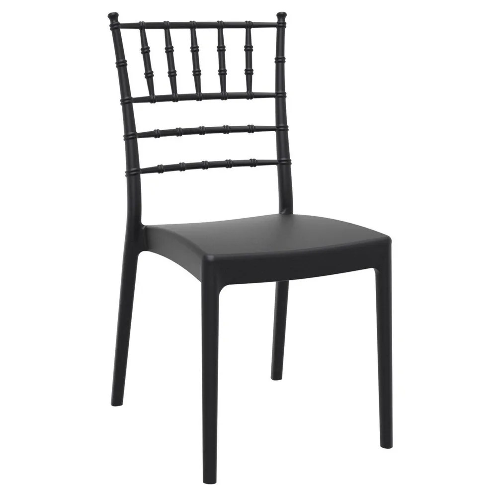 36″ Black Stackable Outdoor Patio Armless Dining Chair