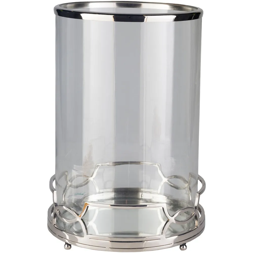 15.75″ Clear and Silver Colored Contemporary Style Candle Holder