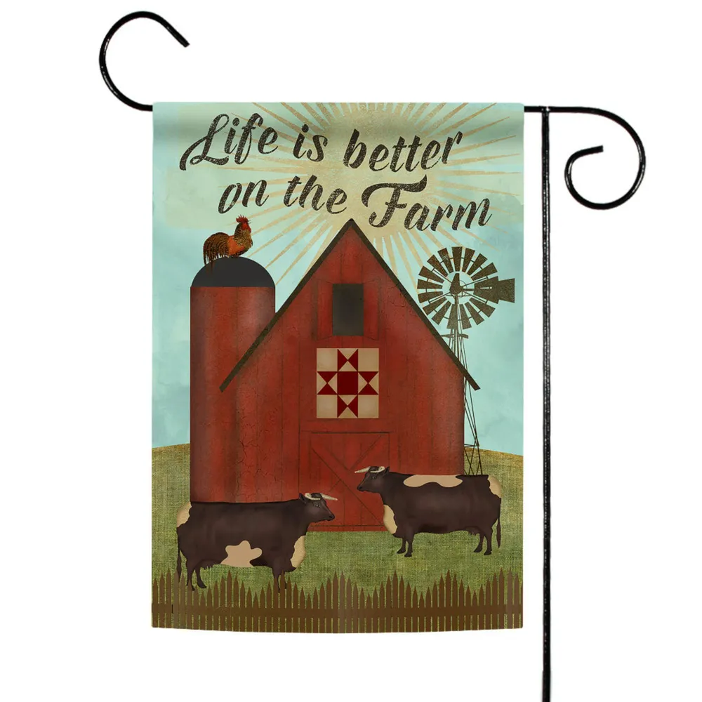 Red and Brown Farm Outdoor Garden Flag 18″ x 12.5″
