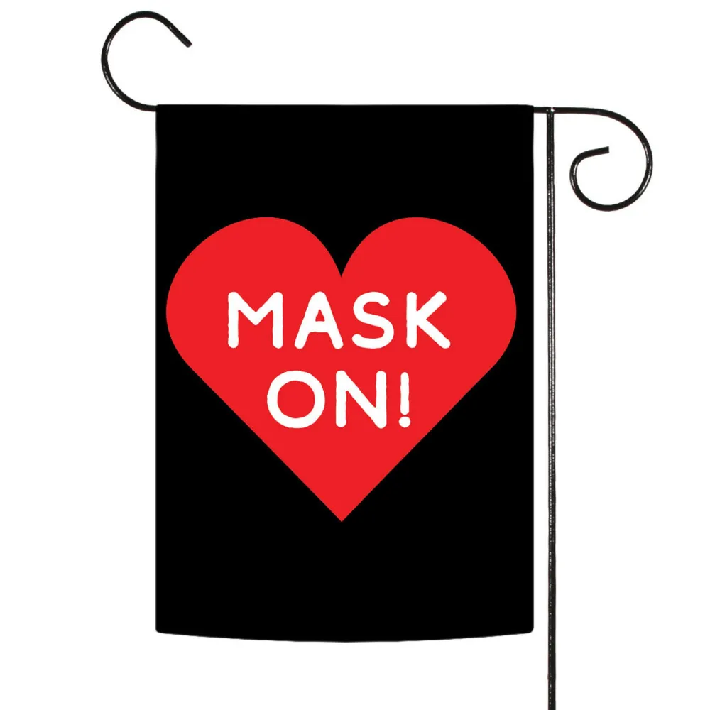 Black and Red Mask On Heart Outdoor Rectangular Mini Garden Flag 18″ x 12.5″