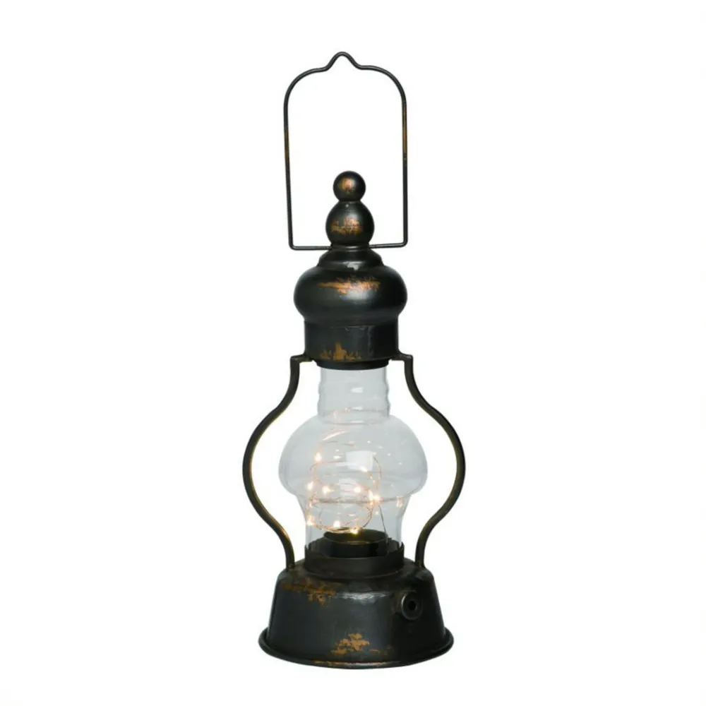 15″ Lighted Bronze Rustic Hand Crafted Lantern