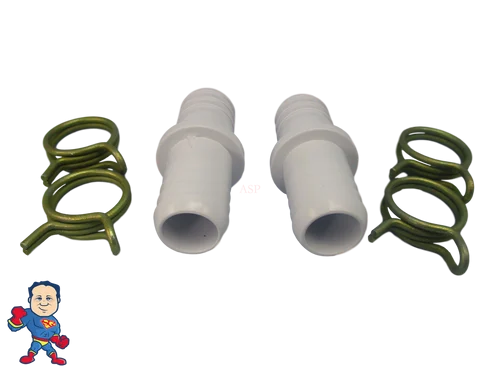 Dual 3/4″ Barbed Coupling Kit with Clamps for Hot Tub Hose – 1″ OD, 3/4″ ID