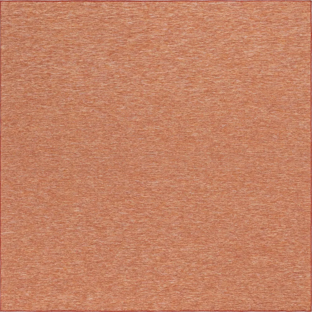 10′ x 10.25′ Terracotta Orange and Beige Solid Square Outdoor Area Throw Rug