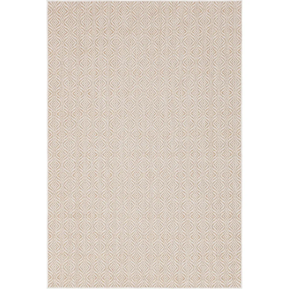 6′ x 9′ Tan Brown and Ivory Coastal Geometric Rectangular Outdoor Area Throw Rug