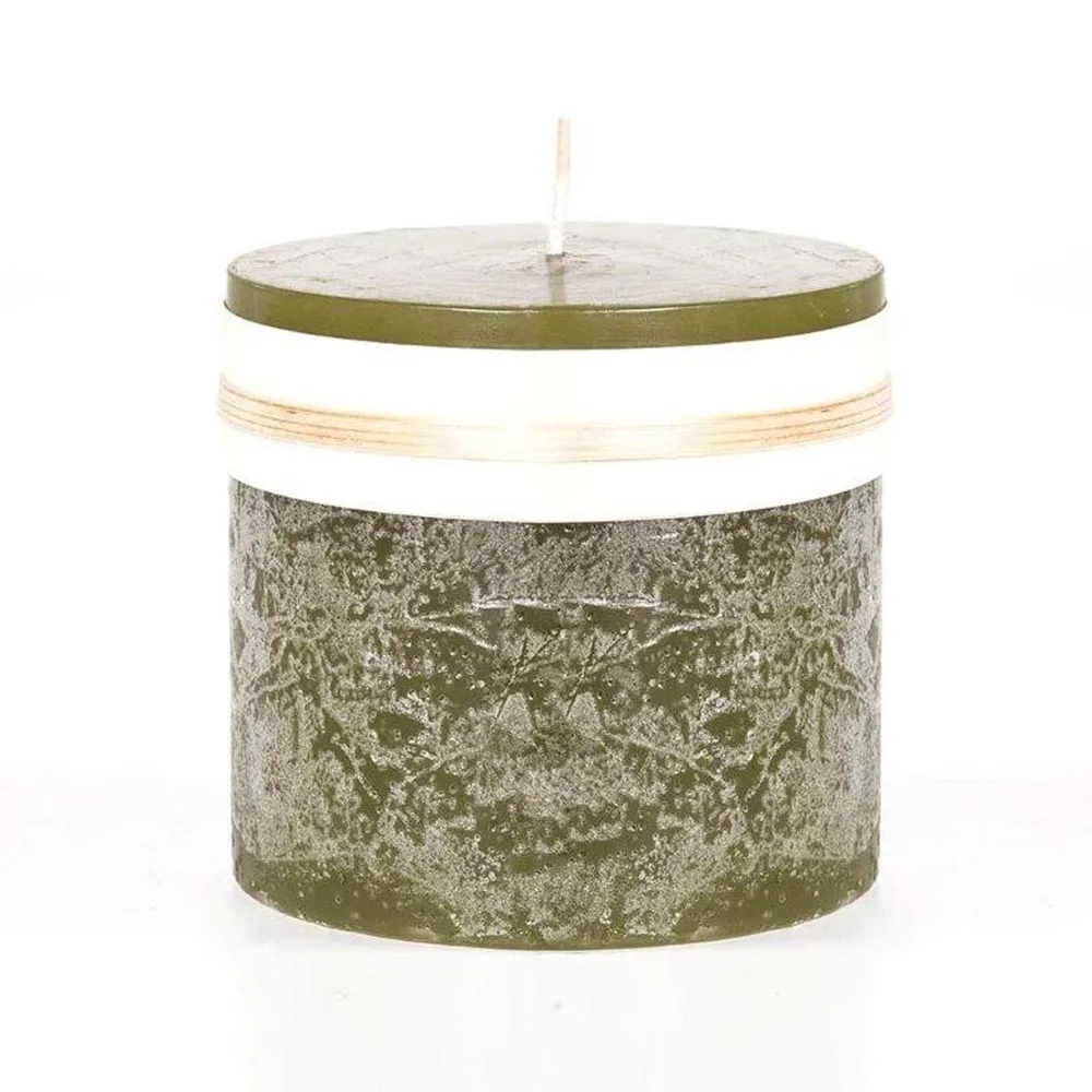 Round Wax Accent Pillar Candle – 3.25″ – Moss Green