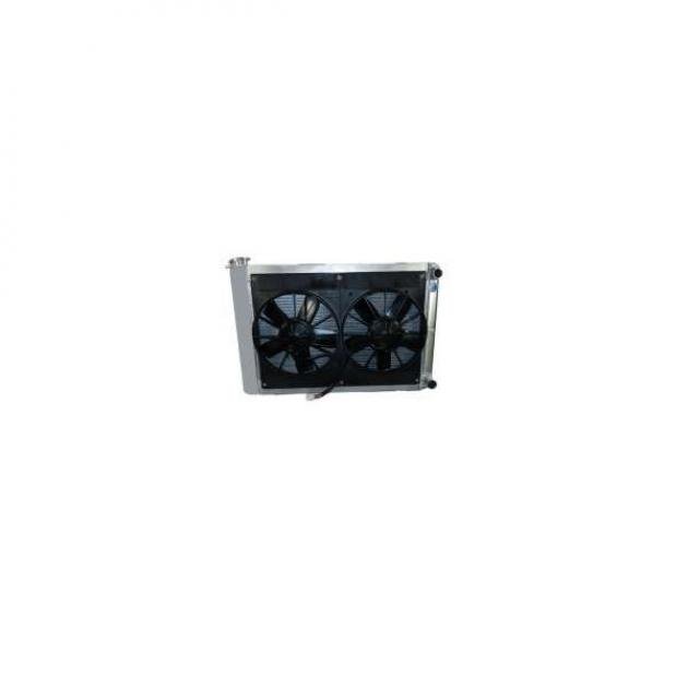 El Camino Radiator Module LS Engine With Spal Dual 11" Fans And Transmission Oil Cooler 1966-1967