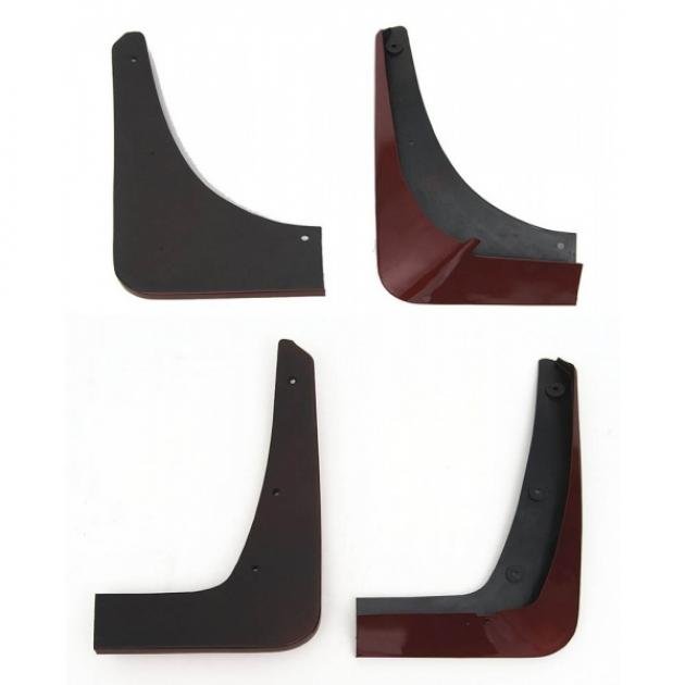 Corvette Splash Guards, Body Contoured, Front & Rear, Crystal Red Metallic, Altec, 2008-2013