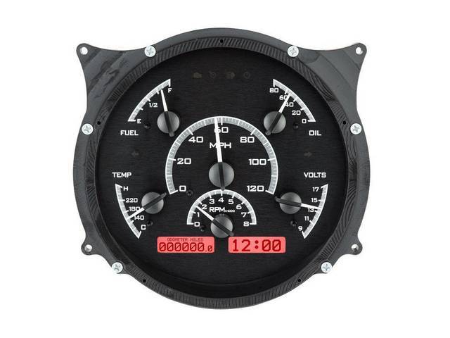 DIGITAL DASH ASSY, Dakota Digital VHX, Black Face Gauges With Red Illumination